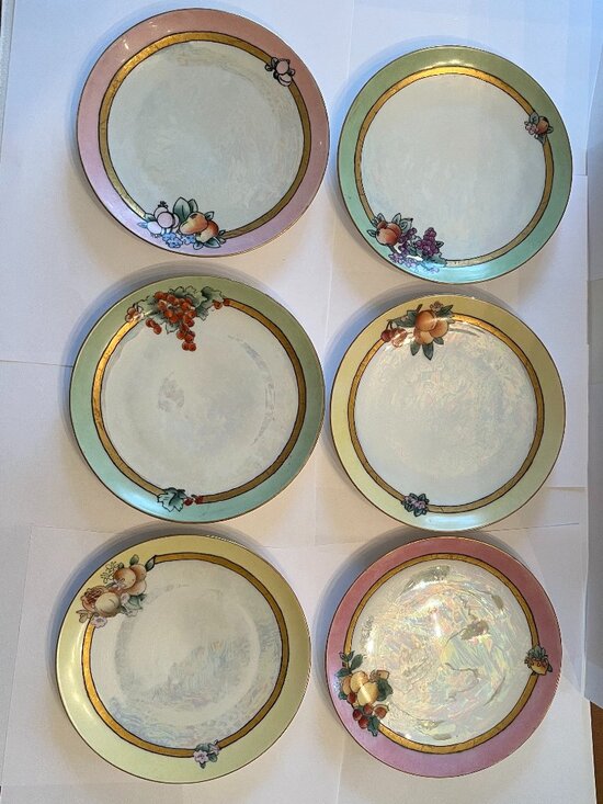 MZ Altrohlau CM-R Other - Six vintage, fruit-themed porcelain dessert plates by MZ Altrohlau CM-R
